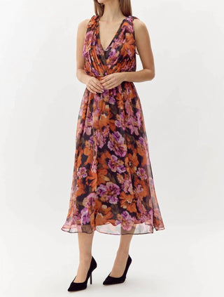 Adelyn Rae - Vianka Tie Shoulder Chiffon Midi Dress
