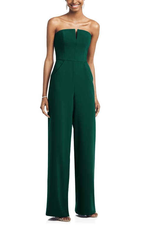Dessy Collection Strapless Crepe Jumpsuit in Hunter, Size 14