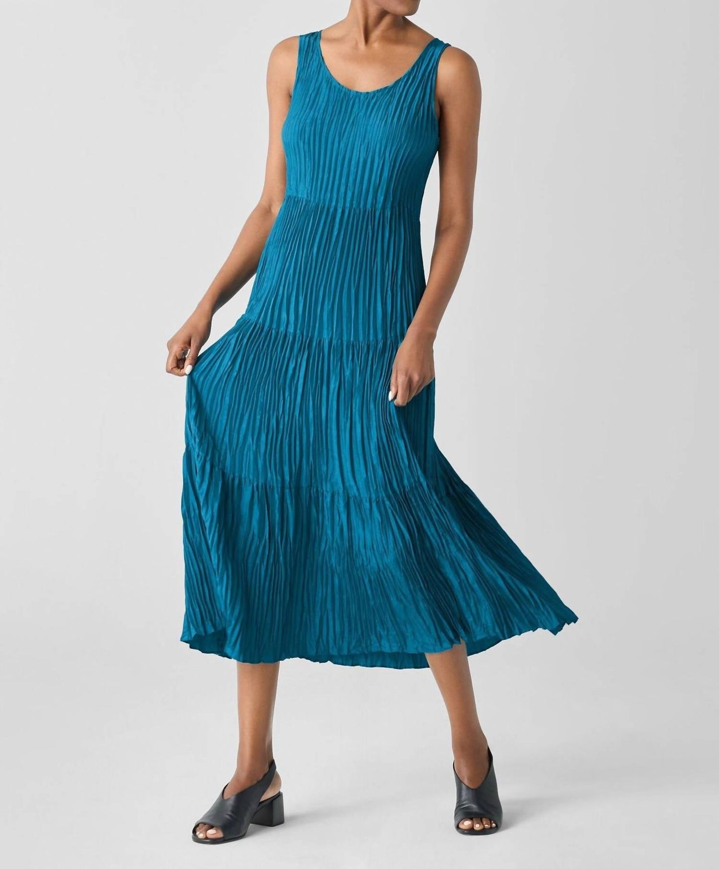 Eileen Fisher - Crushed Silk Tiered Dress