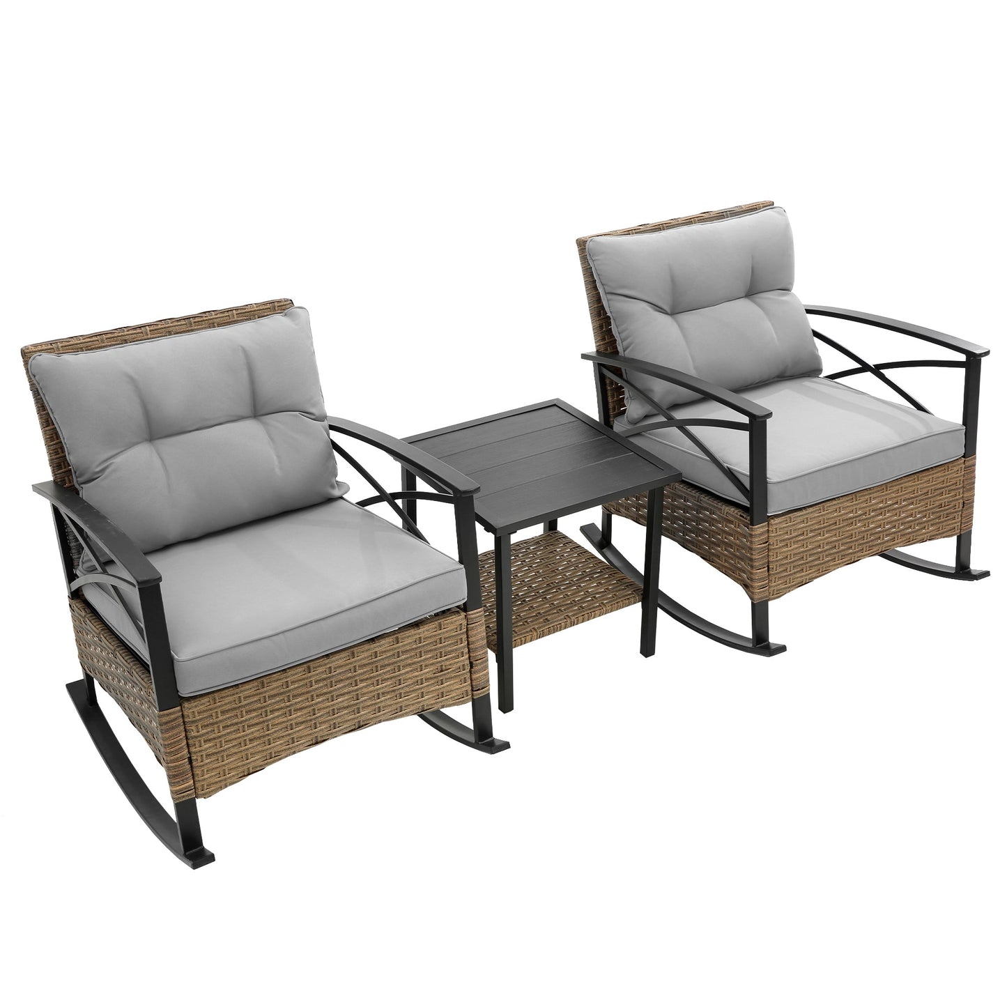 3pcs Rocking Rattan Set - Grey