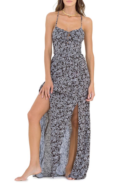 Maaji Black Pansy Holly Cover-Up Maxi Dress Size Medium