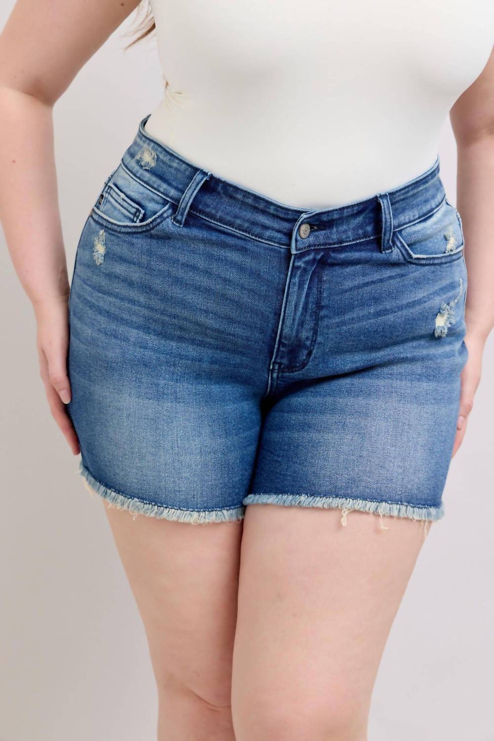 Judy Blue - High Waist V Front W/ Shield Pockets Denim Short