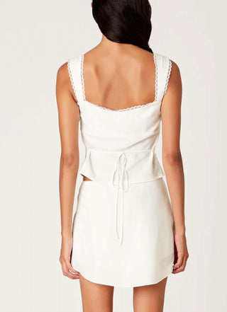 Nia - Sleeveless Lace Trim Tie Back Top