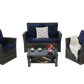 4 Pieces Outdoor Patio Furniture Set with Rattan Chairs and Tempered Glass Table