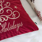 Red Velvet Holiday Pillow with Gold Embroidery