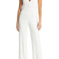 Saylor Krysta Faux Feather Satin Jumpsuit - Wedding White
