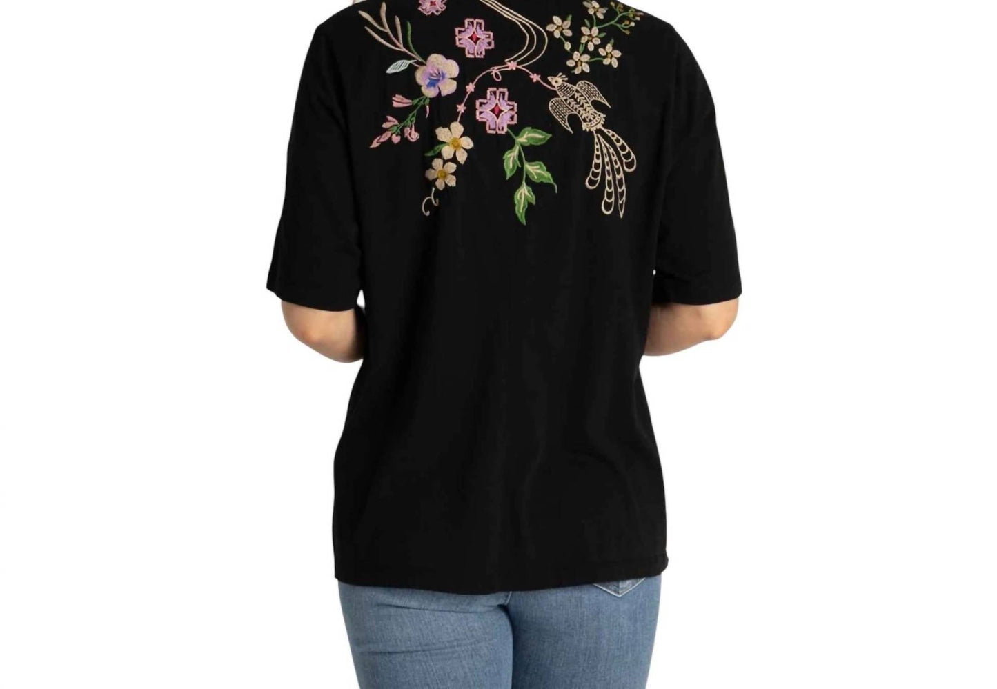 Johnny Was - Maureen 3/4 Sleeve Trapunto V-neck Tee