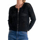 Elan - Eyelet Zip Up Sweater Cardigan