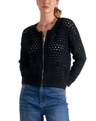 Elan - Cardigan com zíper e ilhós