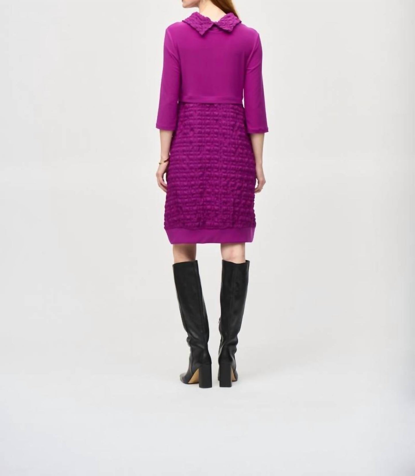 Joseph Ribkoff - Bubble Textured Cowl Neck Cocoon Dress