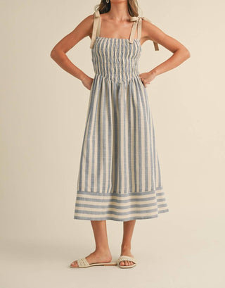 Klesis - Melissa Striped Bow Detail Midi Dress