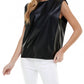 Tcec - Tammy Pleather Sleeveless Power Shoulder Top