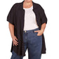 On The Plus Side - Crinkle Cotton Short Sleeve Collar Button Up Tunic - Plus