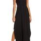 Fraiche by J V-Neck Jersey Dress in Black, Size Small