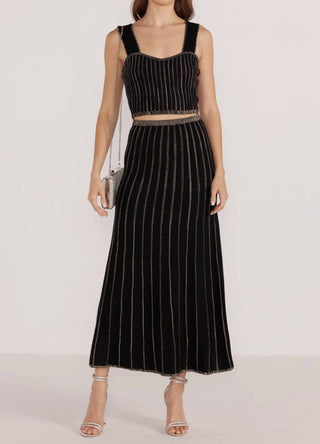Minkpink - Saia midi listrada em lurex Celia