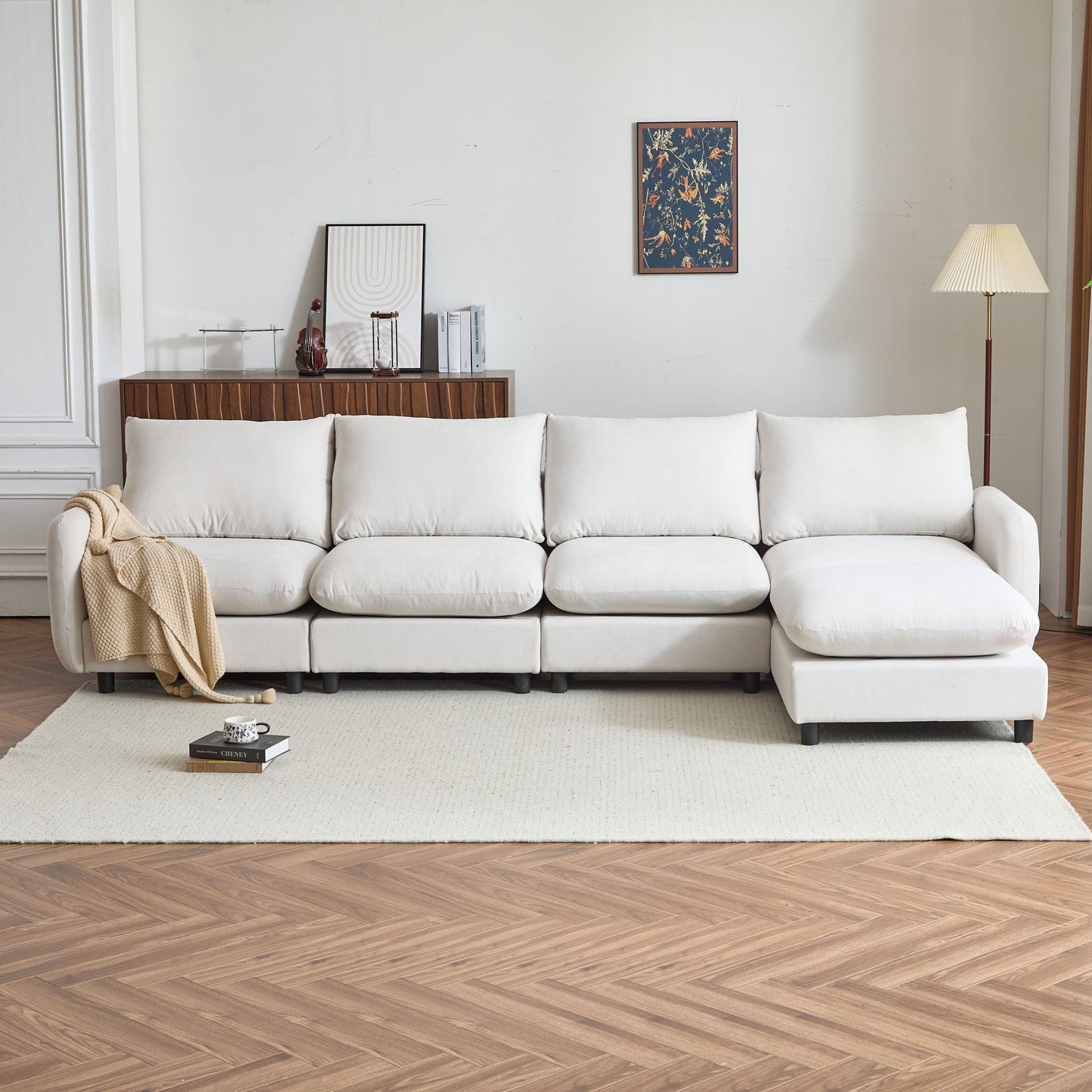 Oversize Modular Sectional Sofa With Ottoman For Living Room
