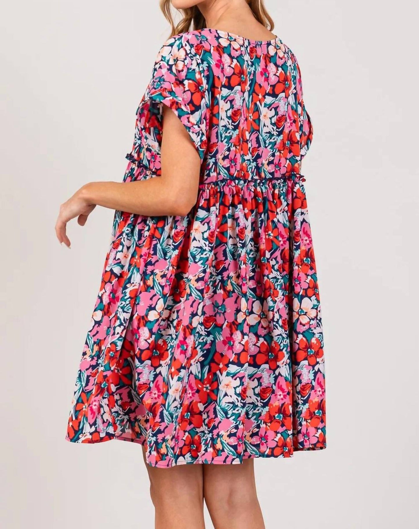 Trendsi - SAGE + FIG Floral Button Down Short Sleeve Mini Dress
