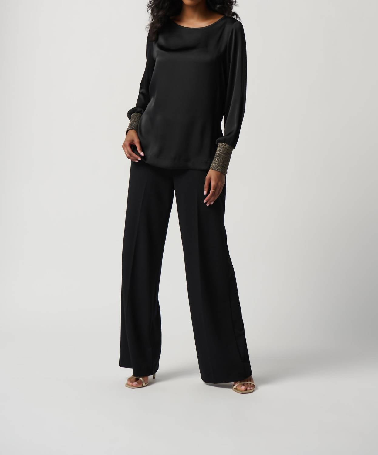 Joseph Ribkoff - Metallic Knit Cuffed Top