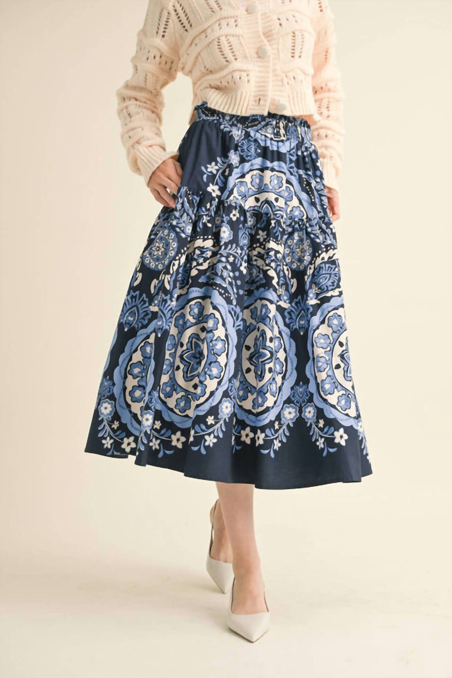 &Merci - Medallion Tiered Midi Skirt