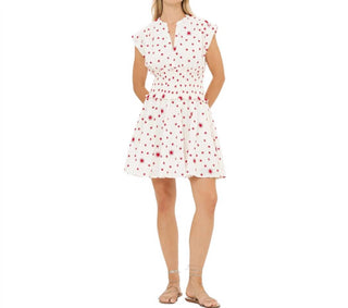 Oliphant - Smocked Waist Roll Sleeve Mini Dress