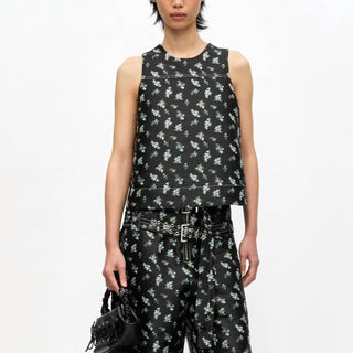 Ganni - Blusa sem mangas com jacquard floral