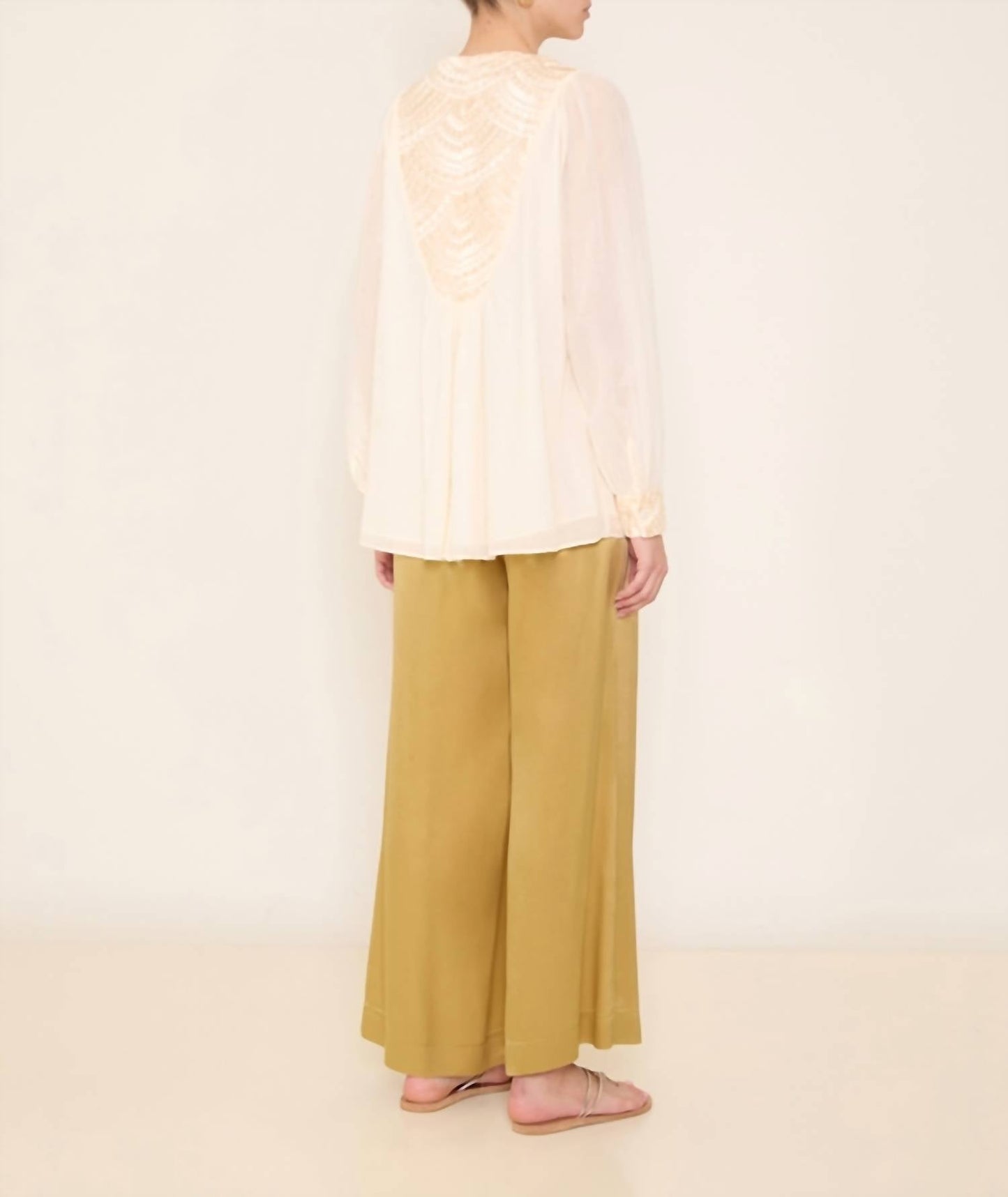 Greek Archaic Kori - Glossy Satin Elastic Waist Pants