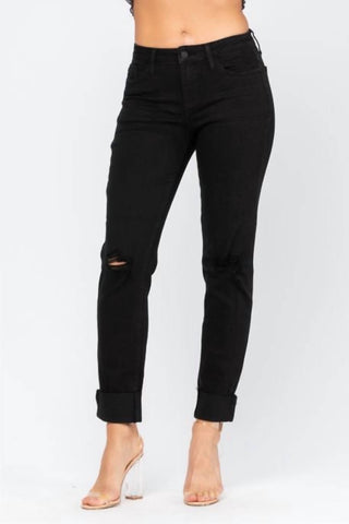 Judy Blue - Calça jeans slim fit desgastada de cintura média