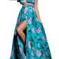 Jovani - Floral Pleated Gown