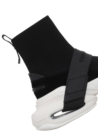Balmain - Tênis de cano alto masculino B Bold Strap em malha e camurça