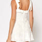 Lalavon - Flower Texture Mini Dress With Ribbon Shoulder Ties
