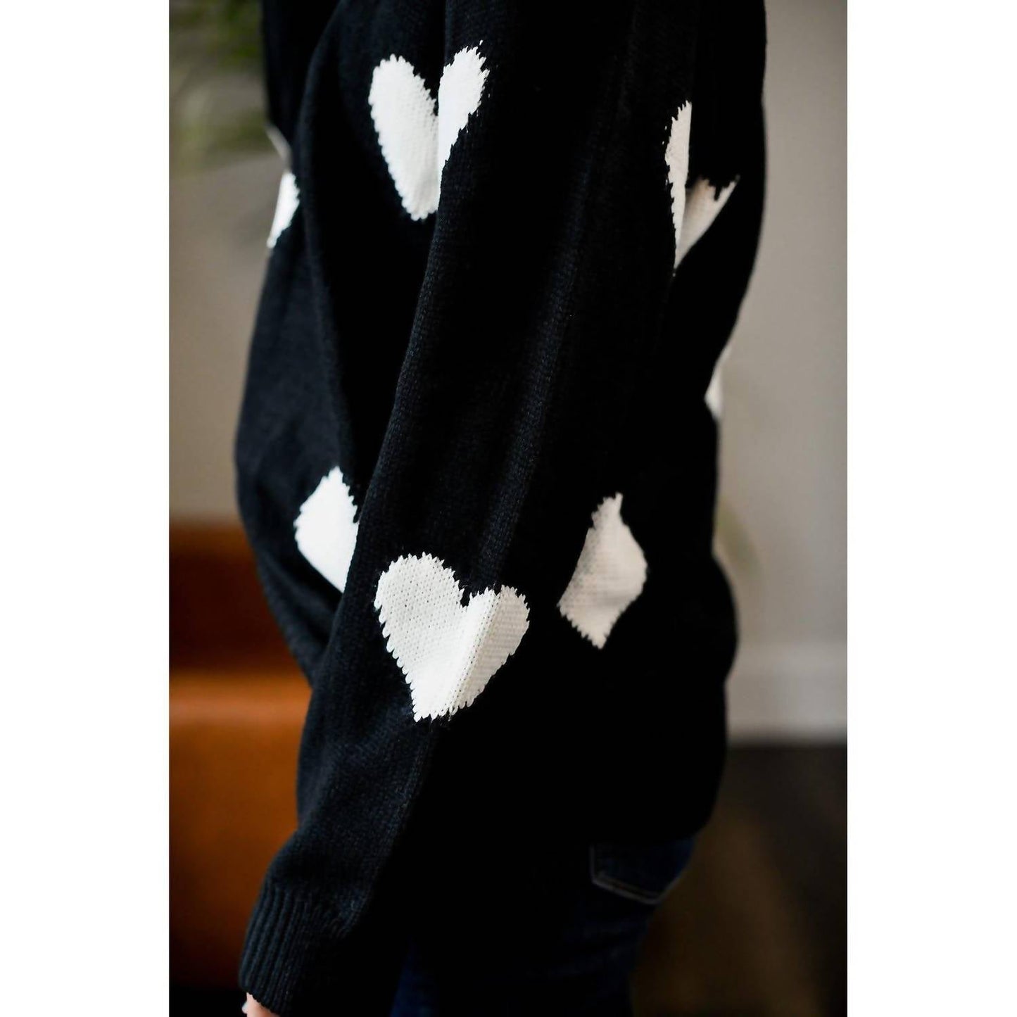 Julia Rose - Stephanie V Neck Heart Sweater
