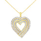14K Yellow Gold Plated .925 Sterling Silver 1/4 Cttw Round and Baguette-Cut Diamond Composite Heart 18" Pendant Necklace (H-I Color, SI2-I1 Clarity)