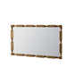 Gold Bamboo-Style Rectangular Wall Mirror, Textured Frame for Living Room/Bedroom/Entryway