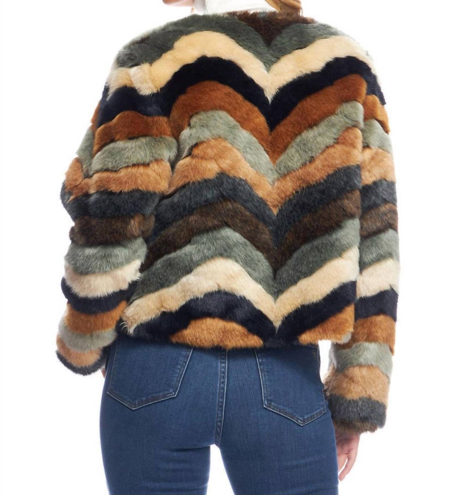 Fabulous Furs - Desert Chevron Faux Fur Jacket