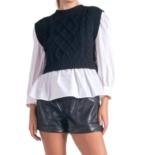 Elan - Camisa em camadas, colete e top