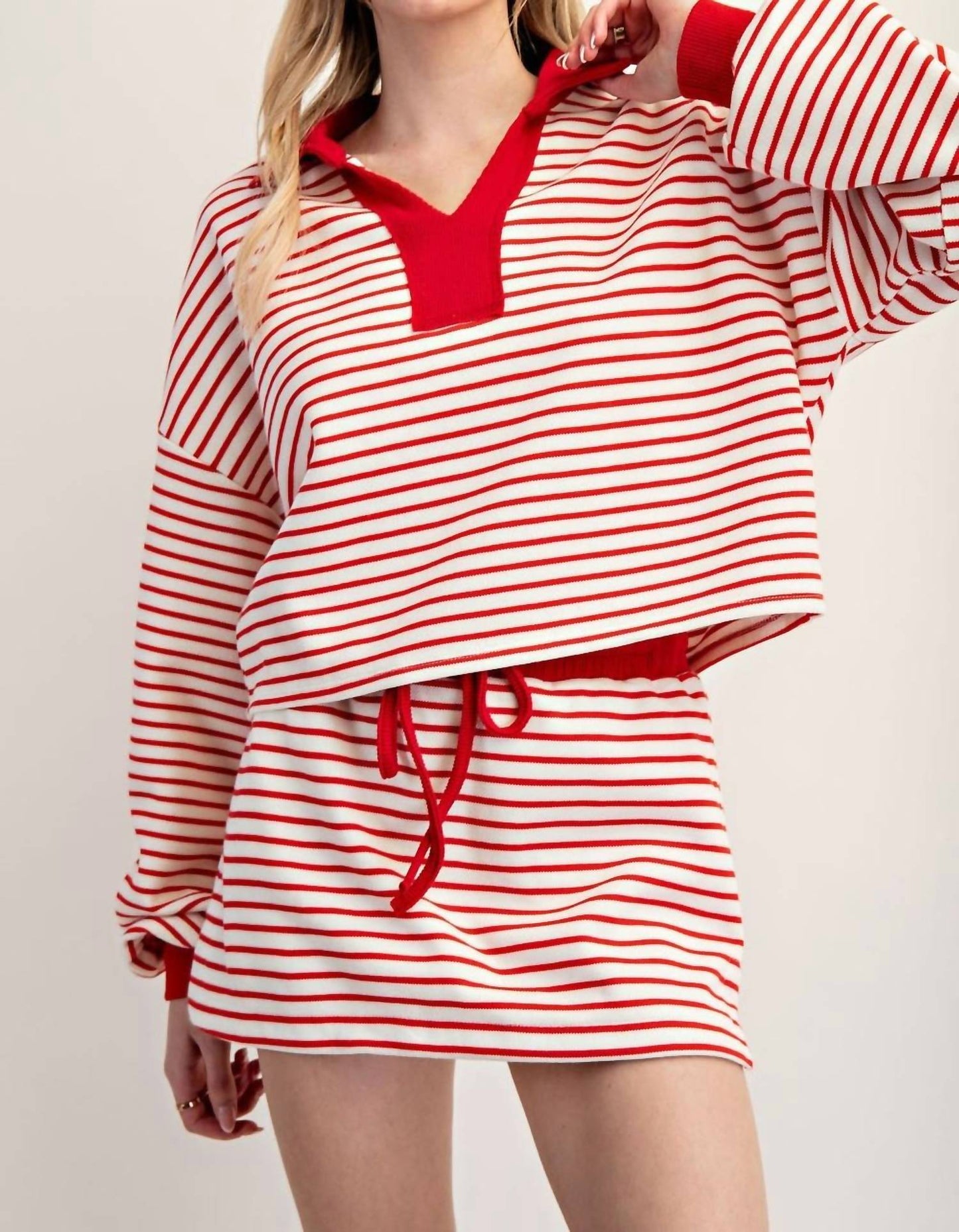 Eesome - Striped Drawstring Mini Skort
