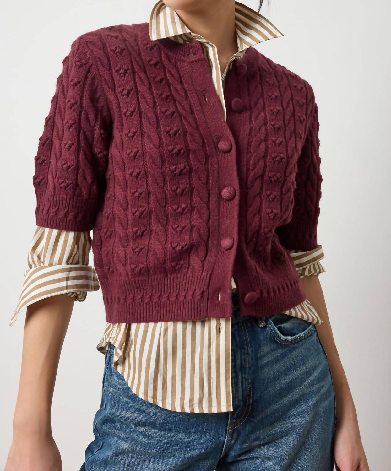 Lilla P - Short Sleeve Cardigan Sweater