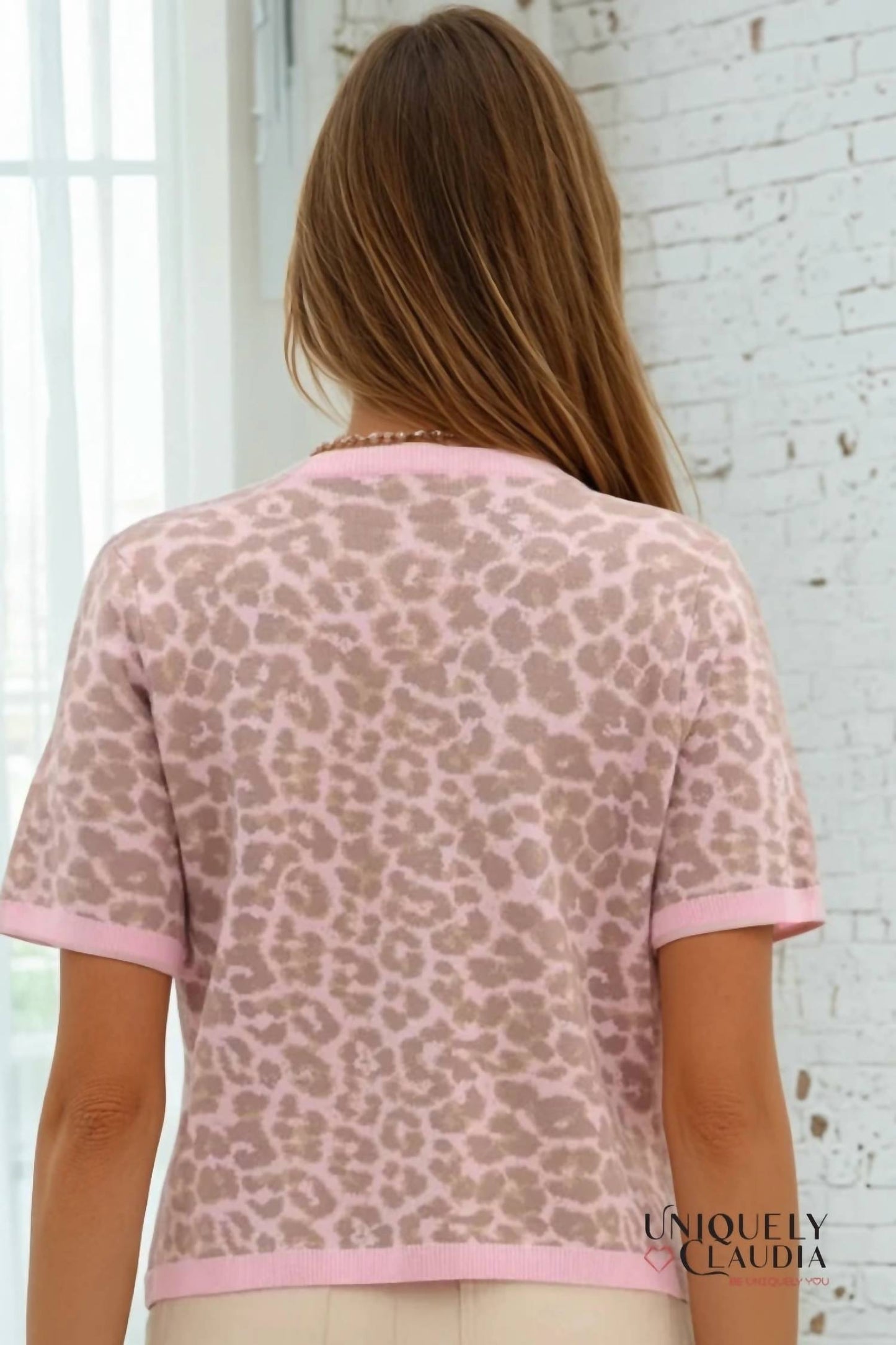 Entro - Carynn Animal Print Short-sleeve Knit Cardigan