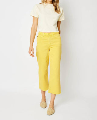 Judy Blue - Calça jeans curta com cintura alta, trançada e perna larga