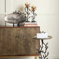13.8x13.8x24 Black and Gold Aluminum Side Table with Pomegranate Design