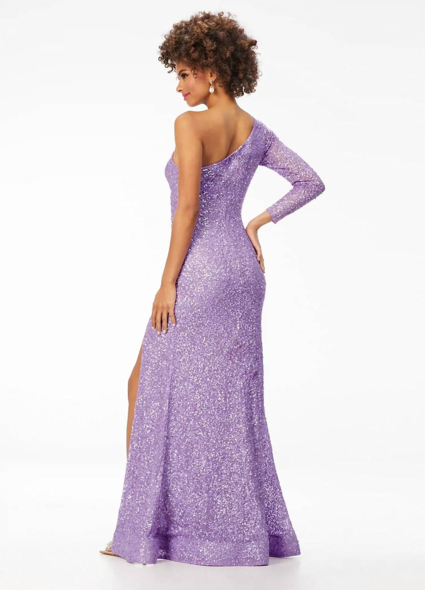 Ashleylauren - One Shoulder Sleeve Prom Dress