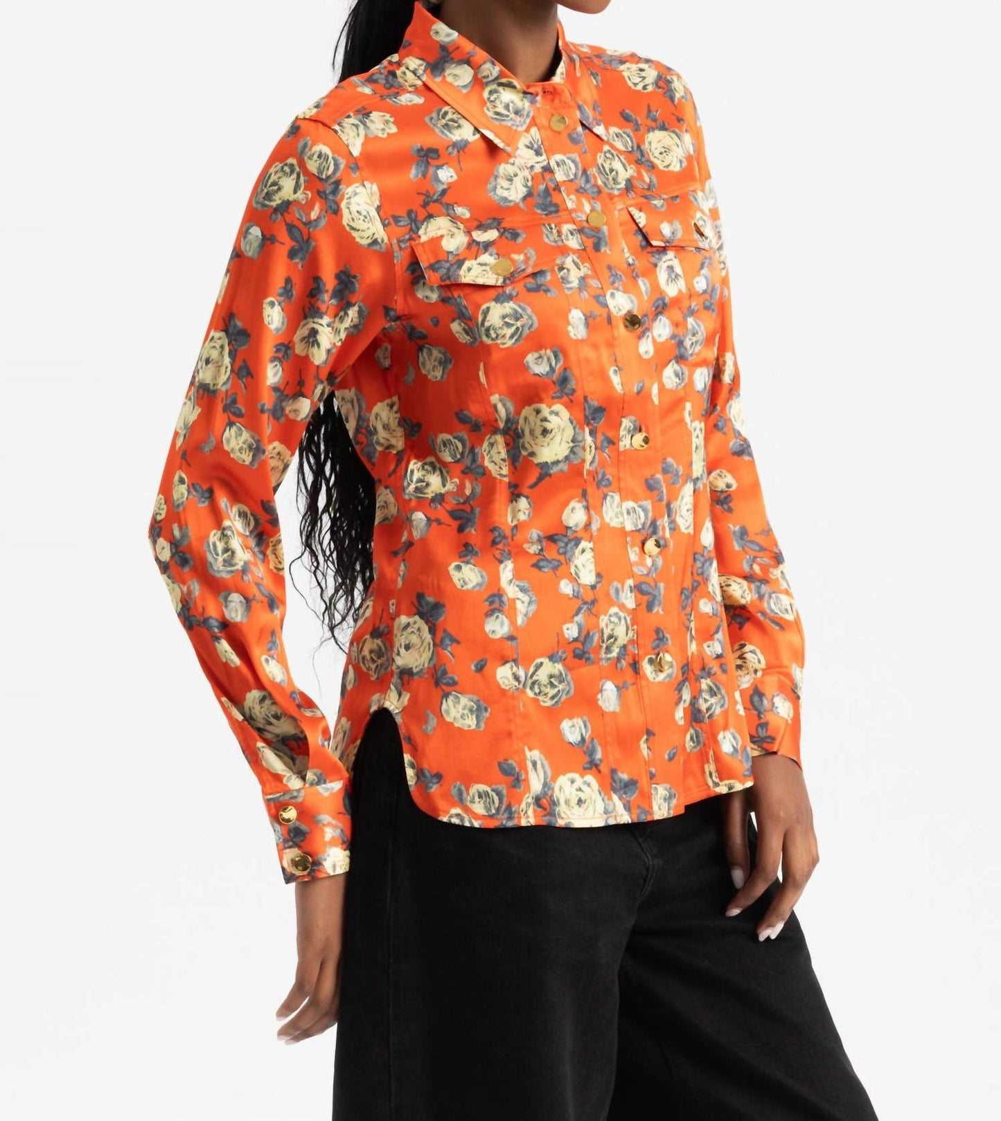 Ganni - Printed Satin Shirt