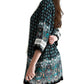 Entro - Border Print Lace up Tassel Tie Dress
