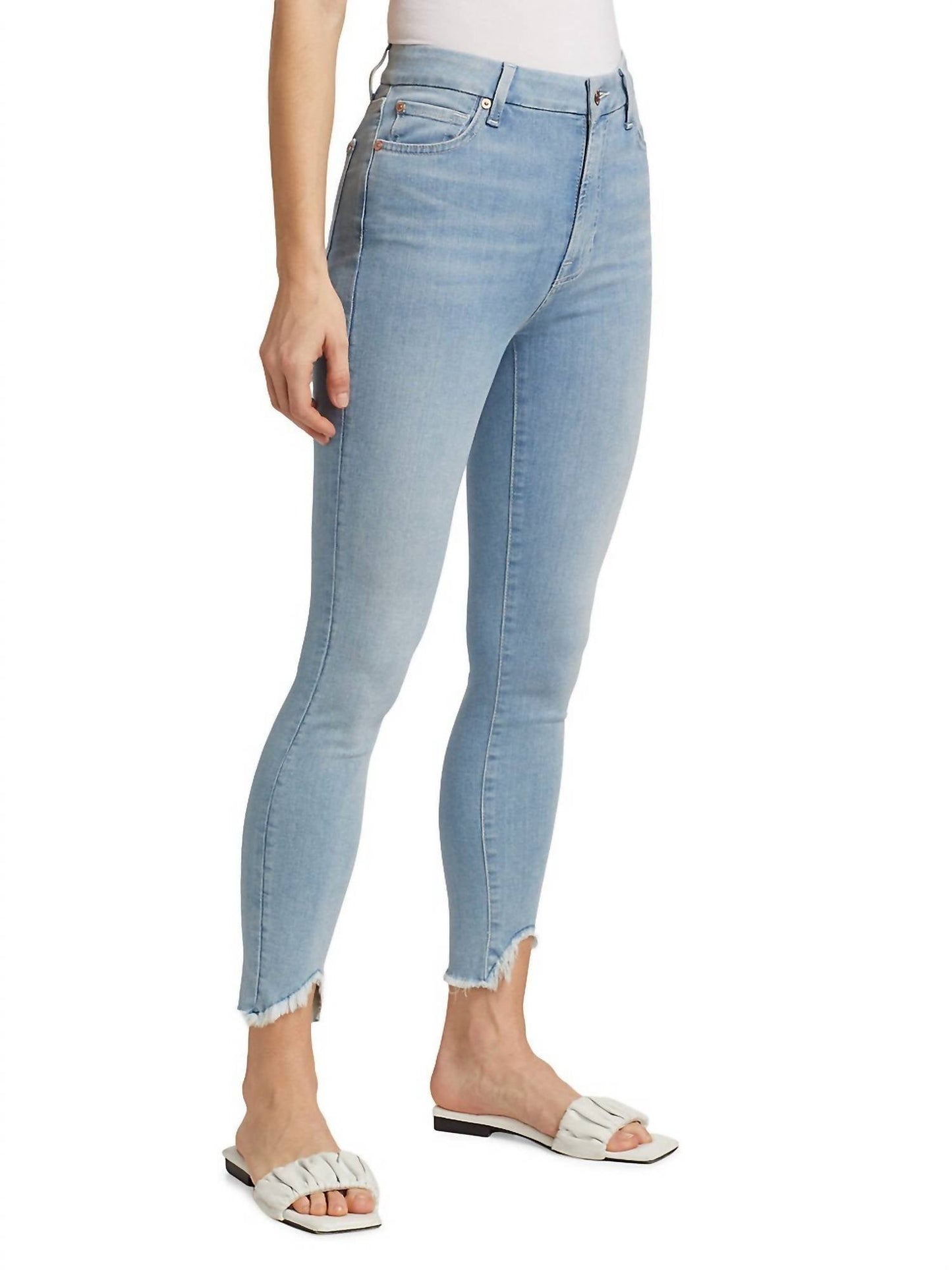 7 For All Mankind - Ankle Skinny Frayed Wave Hem Jeans