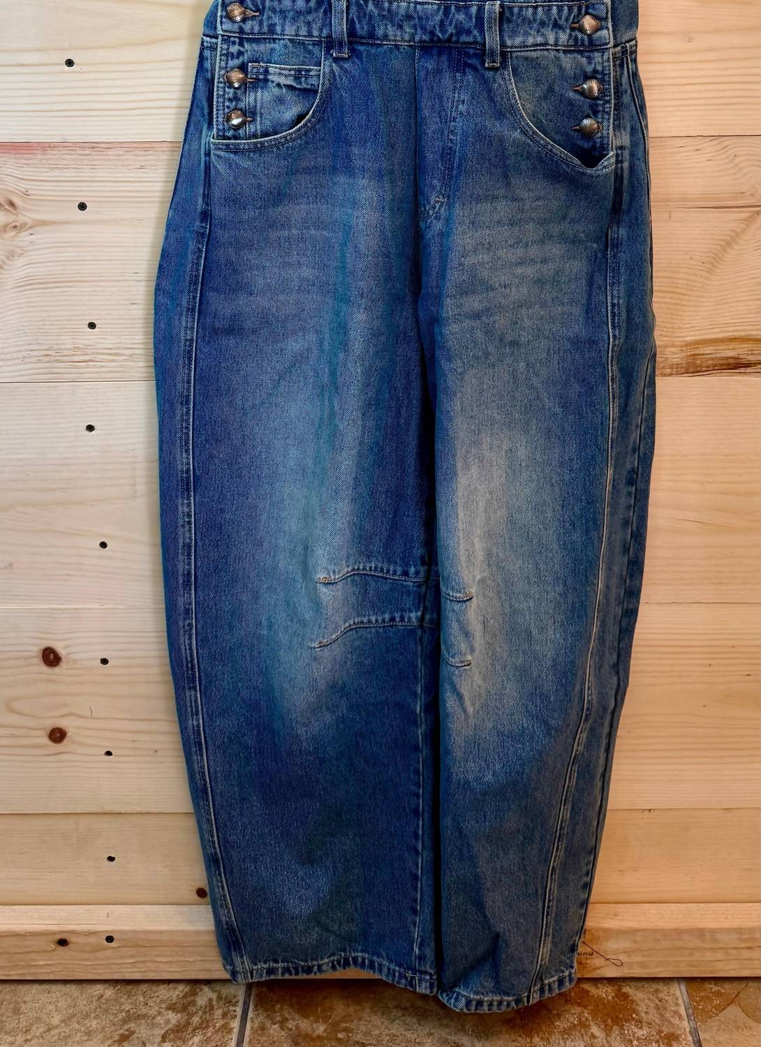Listicle - Women's Denim Barrel Overalls