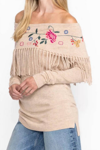 Johnny Was - Túnica com franjas e gola alta