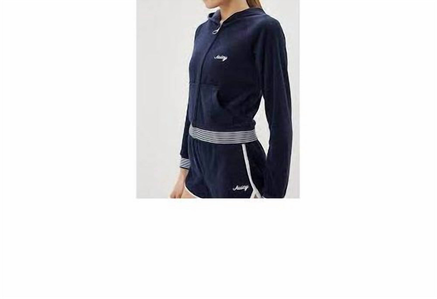 Juicy Couture - Jaqueta com capuz e listras caneladas Micro Terry