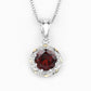 2.32 Carat Genuine Garnet and White Diamond 14K Yellow Gold with .925 Sterling Silver Pendant