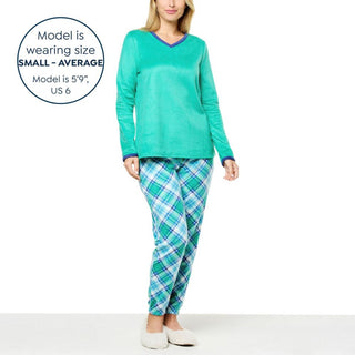 Conjunto de pijama Henley Plush macio e aconchegante, tamanho Aqua, médio/grande, da Home Shopping Network