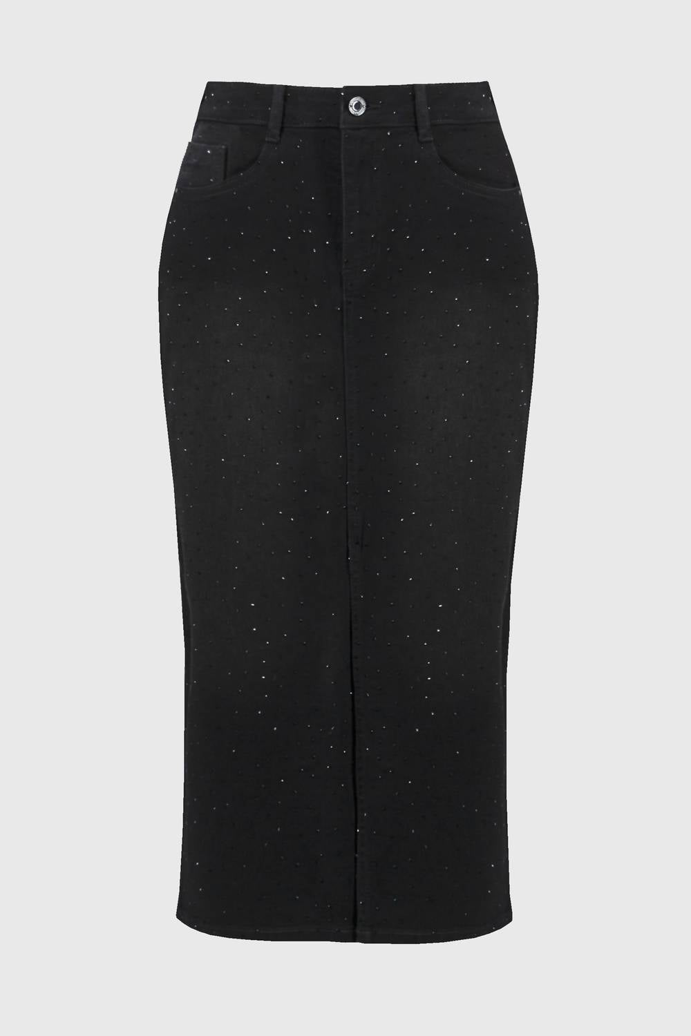 Joseph Ribkoff - Classic Denim Pencil Skirt With Rhinestones
